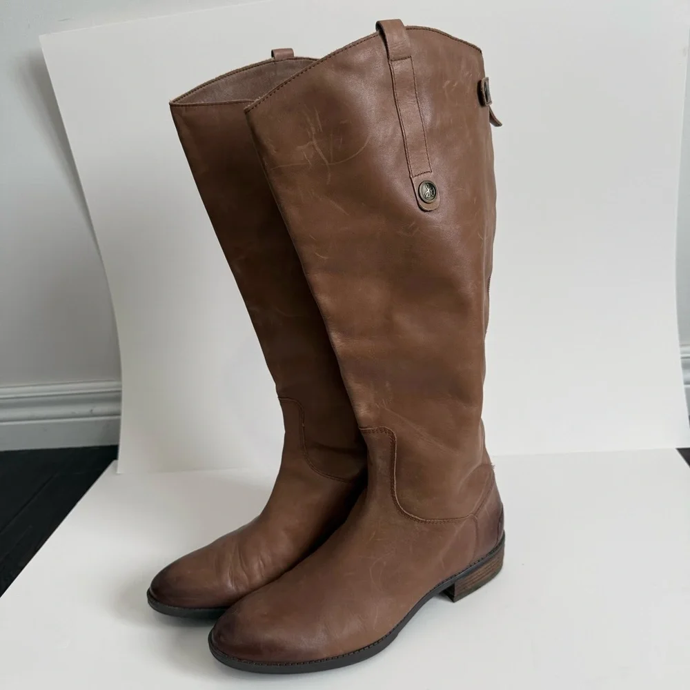 Sam Edelman Whiskey Coloured Penny Leather Riding Boots - Picture 9 of 16